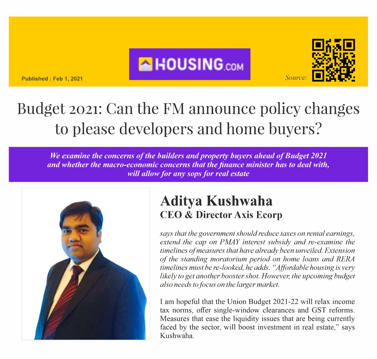 Can the FM announce policy changes to please developers and home buyers
