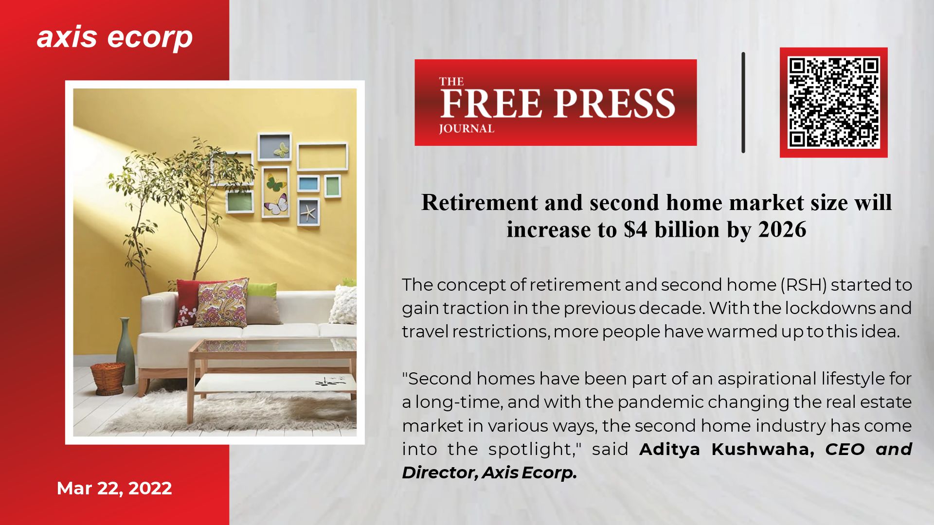 Retirement, second home market size to increase to $4 bn by 2026