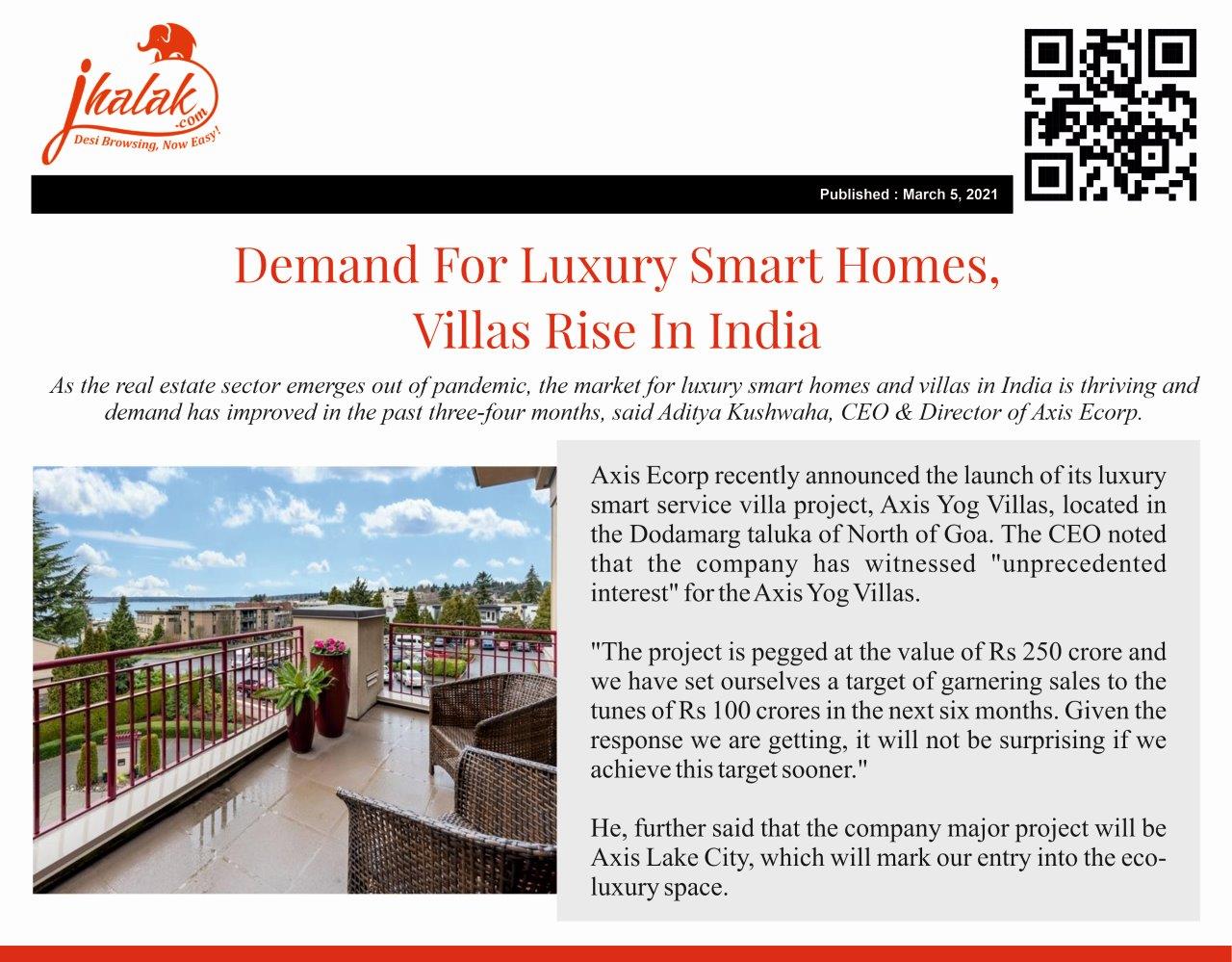 Demand for luxury smart homes, villas rise in India