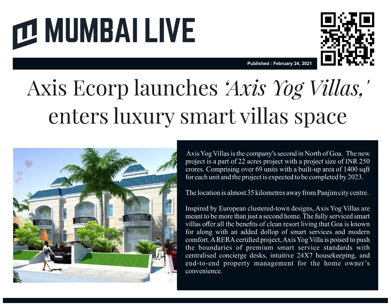 Axis Ecorp launches ‘Axis Yog Villas