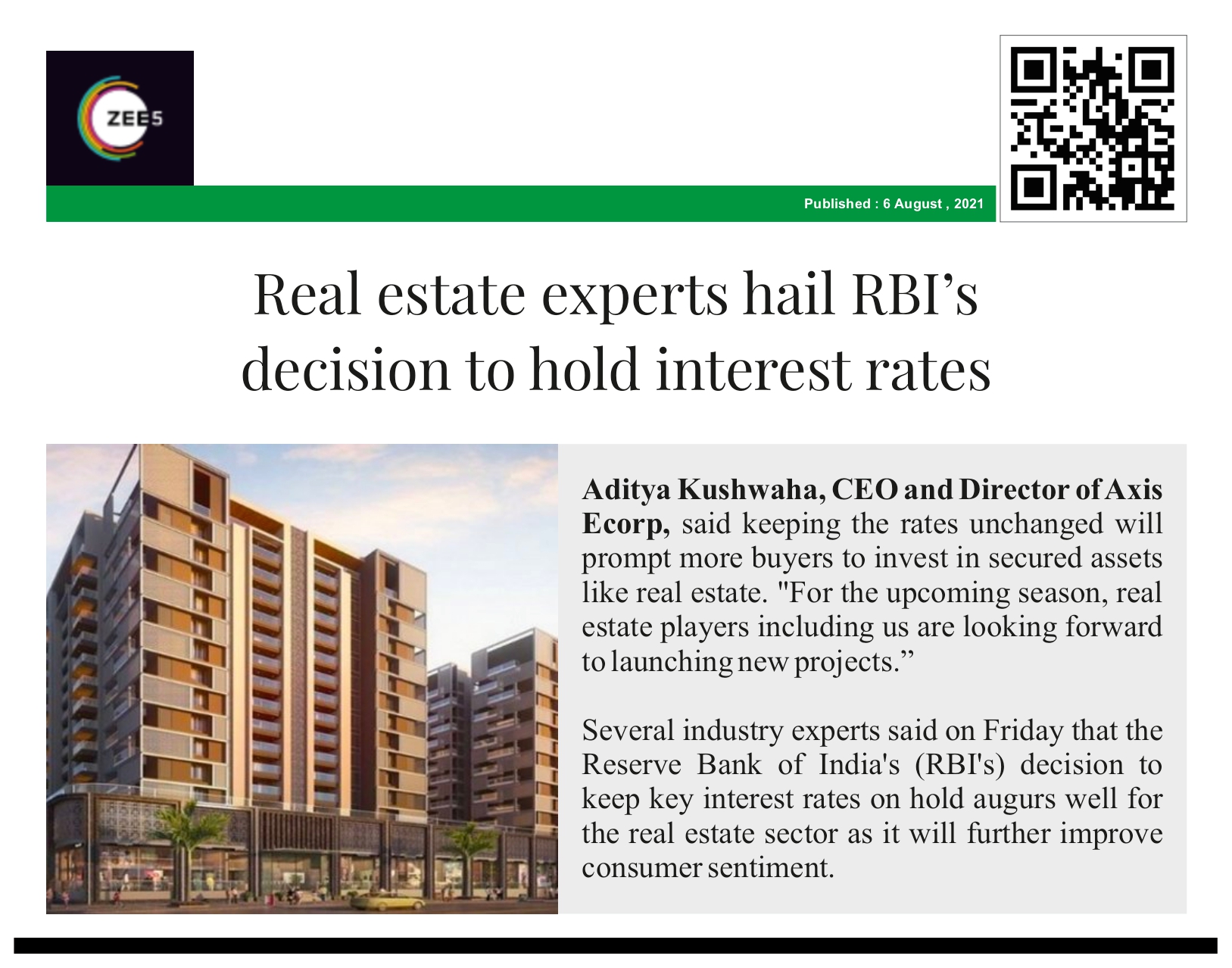 Realty sector welcomes RBI’s decision
